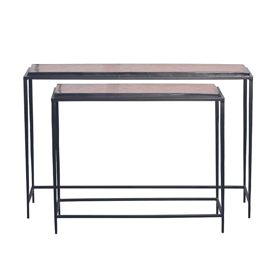 Grande console en verre fumé et métal L110 cm IGLOO