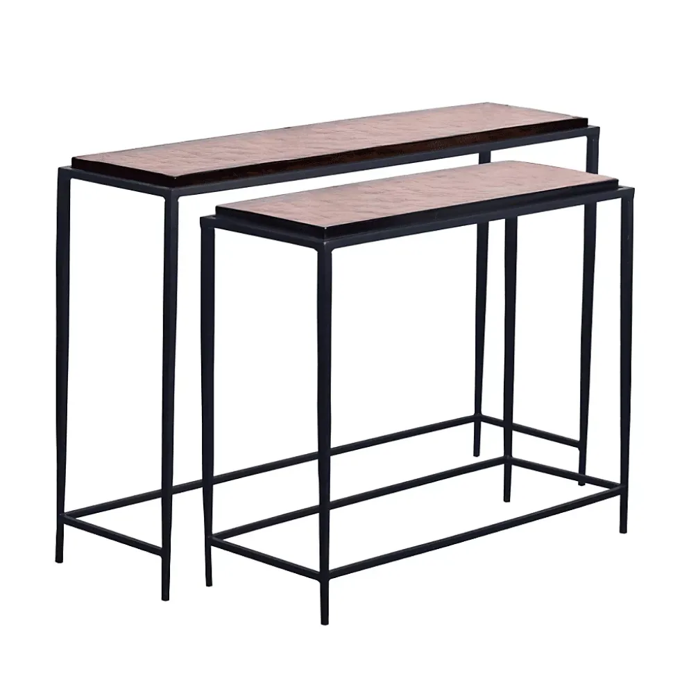 Grande console en verre fumé et métal L110 cm IGLOO