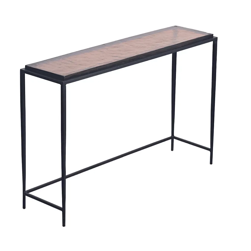 Grande console en verre fumé et métal L110 cm IGLOO