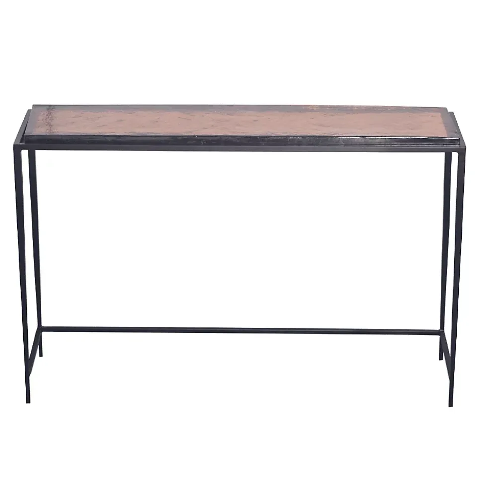 Grande console en verre fumé et métal L110 cm IGLOO