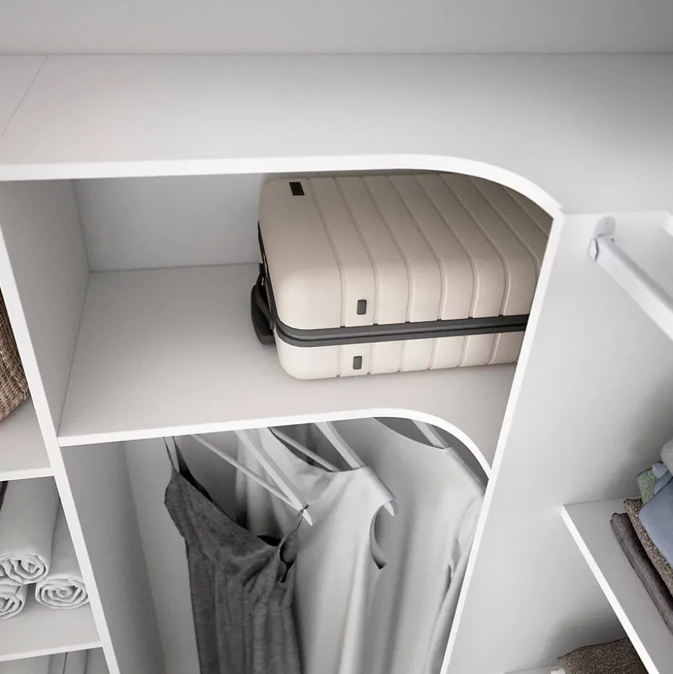 Grande Garde-robe Alanno, Meubles de chambre, Penderie de plain-pied, Placard à vêtements, 234x141 h205 cm, Blanc