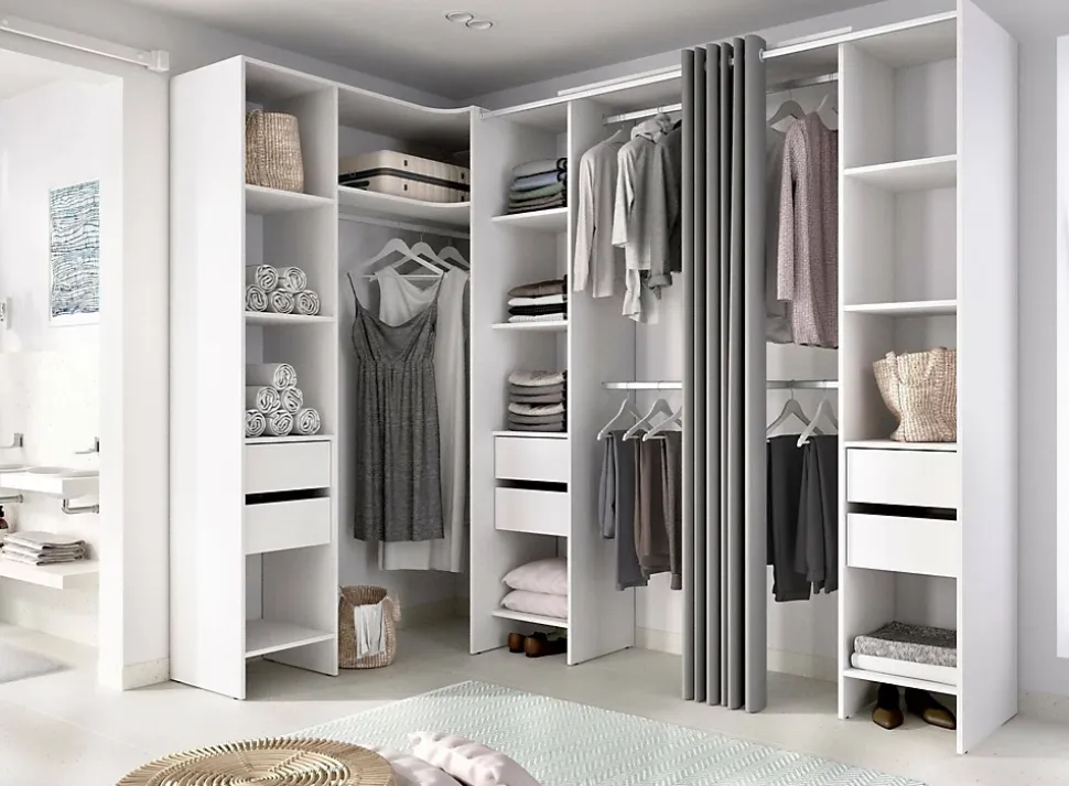Grande Garde-robe Alanno, Meubles de chambre, Penderie de plain-pied, Placard à vêtements, 234x141 h205 cm, Blanc