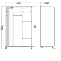 Grande Garde-robe Alfango, Meubles de chambre, Penderie de plain-pied, Placard à vêtements, 100x48 h160 cm, Chêne clair et Beige