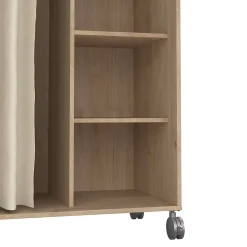 Grande Garde-robe Alfango, Meubles de chambre, Penderie de plain-pied, Placard à vêtements, 100x48 h160 cm, Chêne clair et Beige
