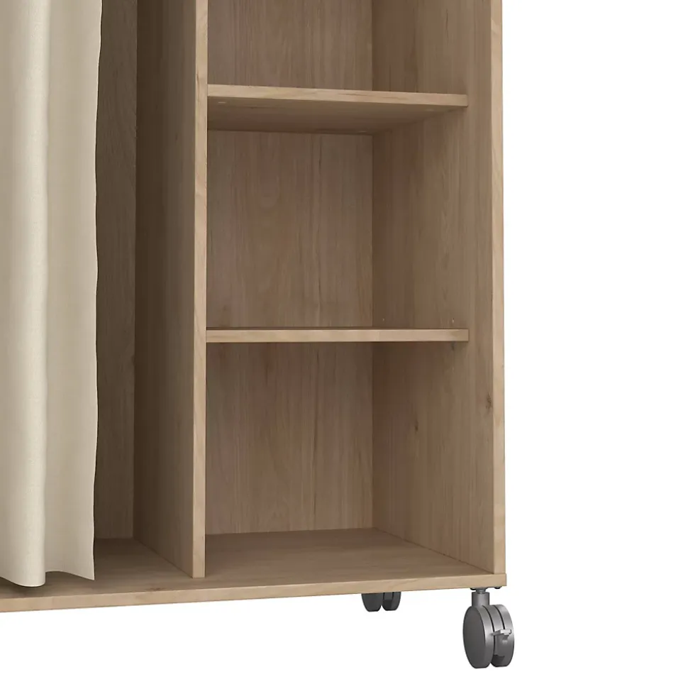 Grande Garde-robe Alfango, Meubles de chambre, Penderie de plain-pied, Placard à vêtements, 100x48 h160 cm, Chêne clair et Beige
