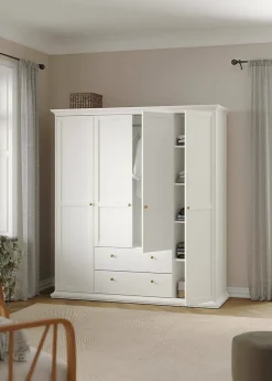 Grande Garde-robe Amarena, Meubles de chambre, Penderie de plain-pied, Placard à vêtements, 181x61 h201 cm, Blanc