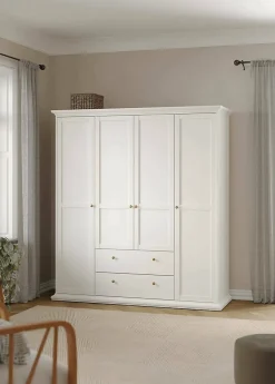 Grande Garde-robe Amarena, Meubles de chambre, Penderie de plain-pied, Placard à vêtements, 181x61 h201 cm, Blanc