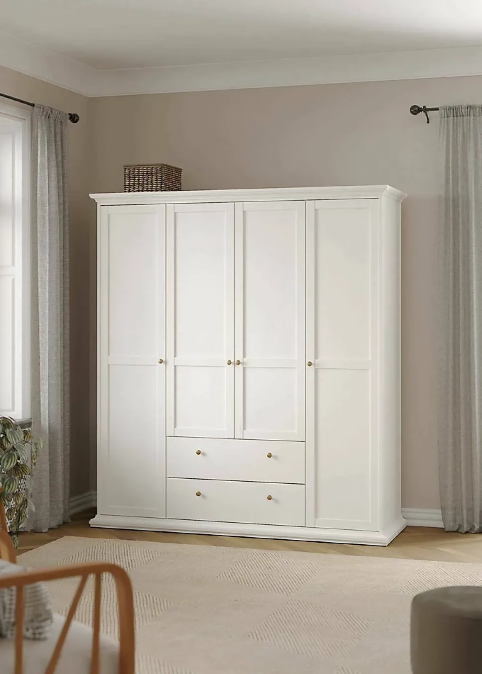 Grande Garde-robe Amarena, Meubles de chambre, Penderie de plain-pied, Placard à vêtements, 181x61 h201 cm, Blanc