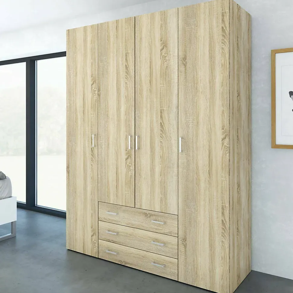 Grande Garde-robe Amoruccio, Meubles de chambre, Penderie de plain-pied, Placard à vêtements, 154x50 h200 cm, Chêne