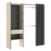 Grande Garde-robe Arim, Structure pour dressing avec rideau, Cintre ouvert, 160x50h205 cm, Chêne et Anthracite