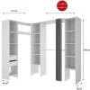 Grande Garde-robe Dindo, Meubles de chambre, Penderie de plain-pied, Placard à vêtements, 234x141 h205 cm, Blanc
