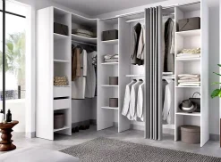 Grande Garde-robe Dindo, Meubles de chambre, Penderie de plain-pied, Placard à vêtements, 234x141 h205 cm, Blanc