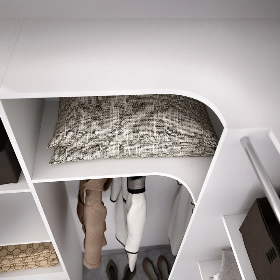 Grande Garde-robe Dindo, Meubles de chambre, Penderie de plain-pied, Placard à vêtements, 234x141 h205 cm, Blanc