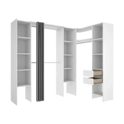 Grande Garde-robe Dindo, Meubles de chambre, Penderie de plain-pied, Placard à vêtements, 234x141 h205 cm, Blanc