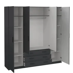 Grande Garde-robe Epipola, Meubles de chambre, Penderie de plain-pied, Placard à vêtements, 196x50 h200 cm, Gris