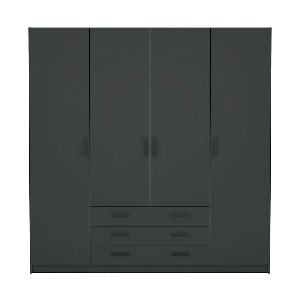 Grande Garde-robe Epipola, Meubles de chambre, Penderie de plain-pied, Placard à vêtements, 196x50 h200 cm, Gris
