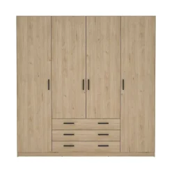 Grande Garde-robe Epipola, Meubles de chambre, Penderie de plain-pied, Placard à vêtements, 196x50 h200 cm, Chêne clair