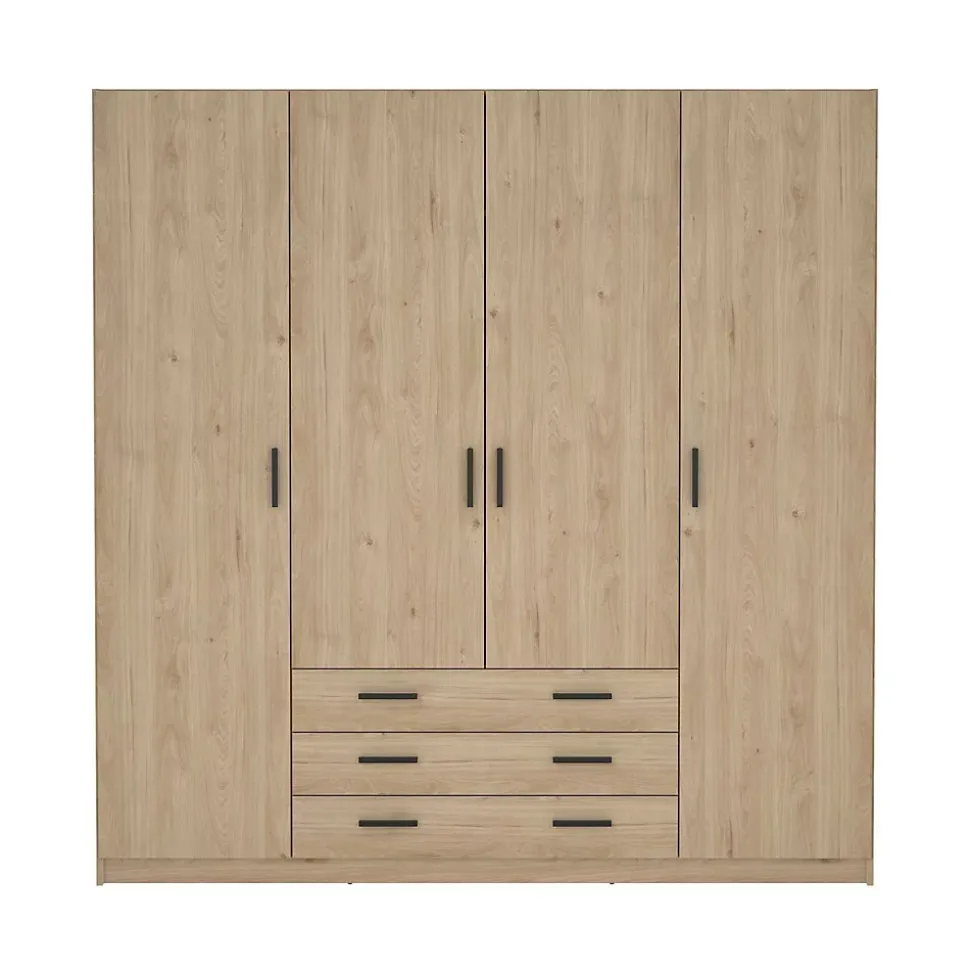 Grande Garde-robe Epipola, Meubles de chambre, Penderie de plain-pied, Placard à vêtements, 196x50 h200 cm, Chêne clair