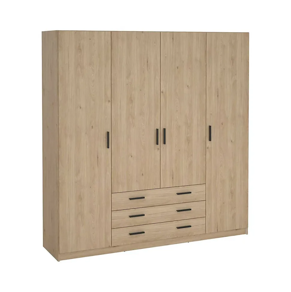 Grande Garde-robe Epipola, Meubles de chambre, Penderie de plain-pied, Placard à vêtements, 196x50 h200 cm, Chêne clair