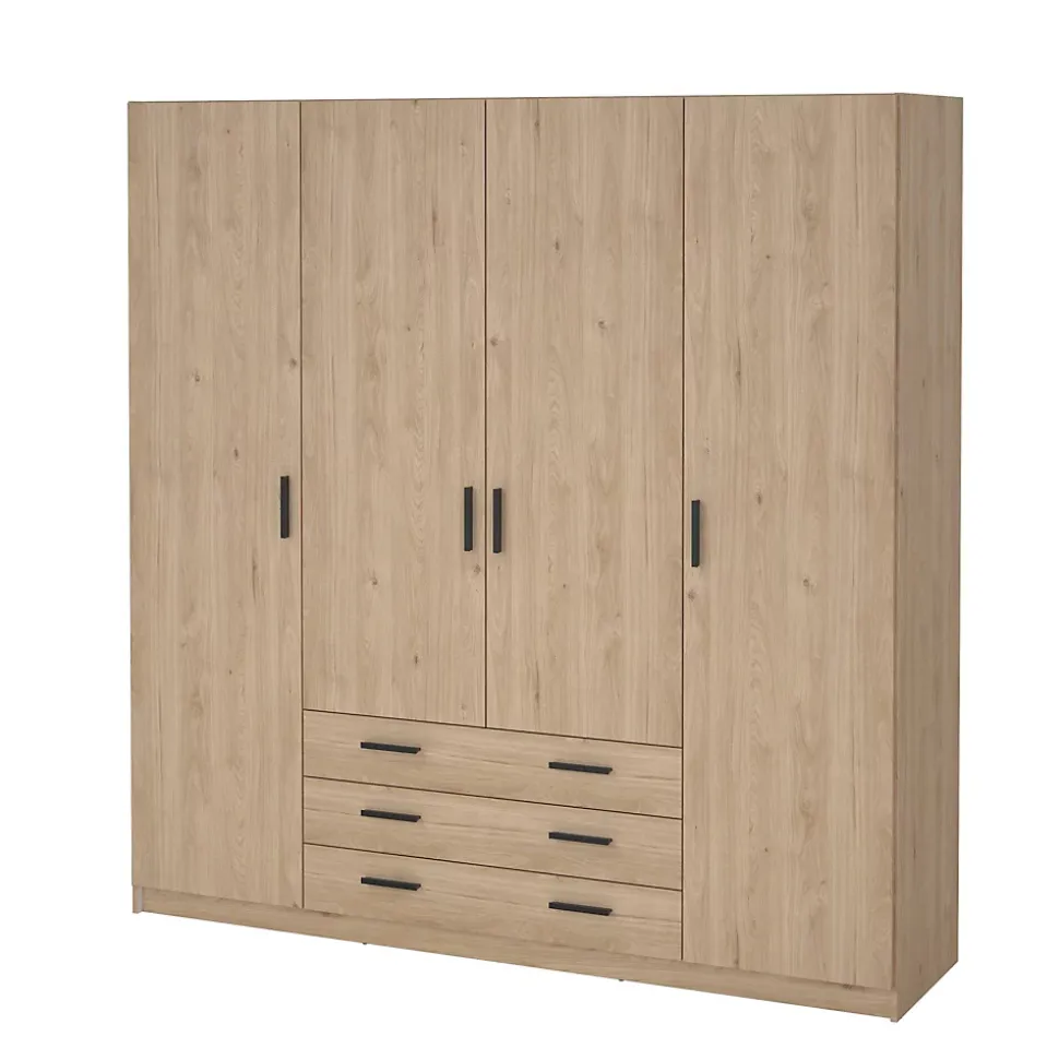 Grande Garde-robe Epipola, Meubles de chambre, Penderie de plain-pied, Placard à vêtements, 196x50 h200 cm, Chêne clair