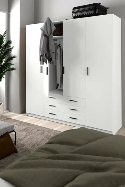 Grande Garde-robe Epipola, Meubles de chambre, Penderie de plain-pied, Placard à vêtements, 196x50 h200 cm, Blanc
