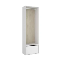 Grande Garde-robe Islamabad, Meubles de chambre, Penderie de plain-pied, Placard à vêtements, 60x45 h205 cm, Blanc et Chêne clair