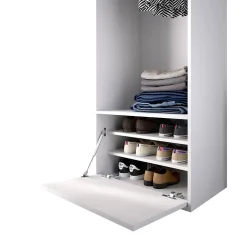 Grande Garde-robe Islamabad, Meubles de chambre, Penderie de plain-pied, Placard à vêtements, 60x45 h205 cm, Blanc et Chêne clair