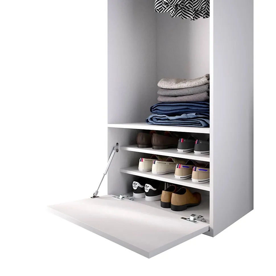 Grande Garde-robe Islamabad, Meubles de chambre, Penderie de plain-pied, Placard à vêtements, 60x45 h205 cm, Blanc et Chêne clair