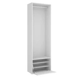 Grande Garde-robe Islamabad, Meubles de chambre, Penderie de plain-pied, Placard à vêtements, 60x45 h205 cm, Blanc et Chêne clair