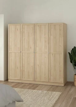 Grande Garde-robe Presidenti, Meubles de chambre, Penderie de plain-pied, Placard à vêtements, 196x62 h200 cm, Chêne clair