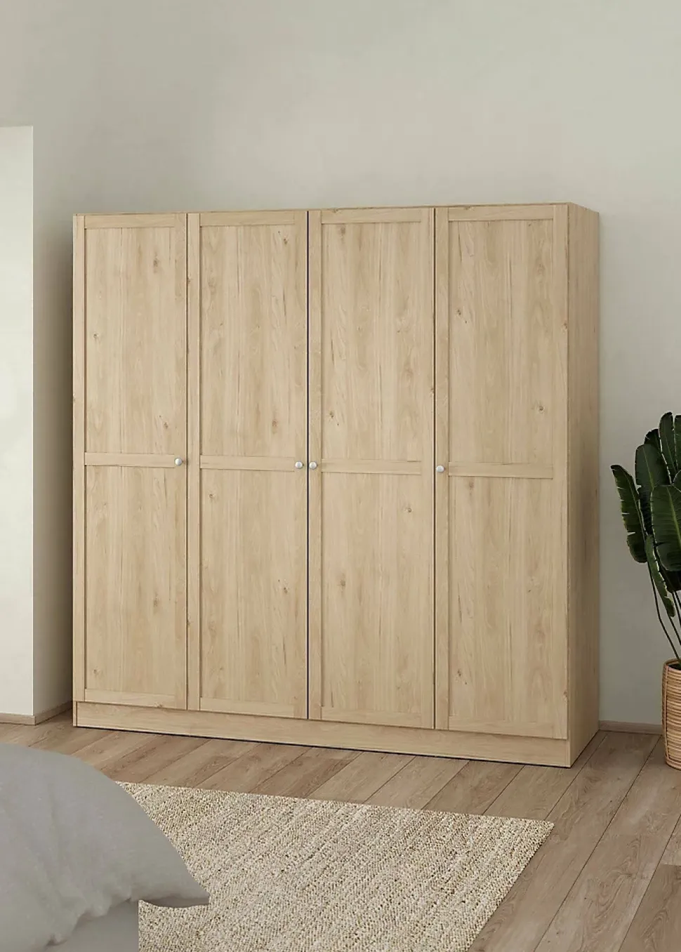 Grande Garde-robe Presidenti, Meubles de chambre, Penderie de plain-pied, Placard à vêtements, 196x62 h200 cm, Chêne clair