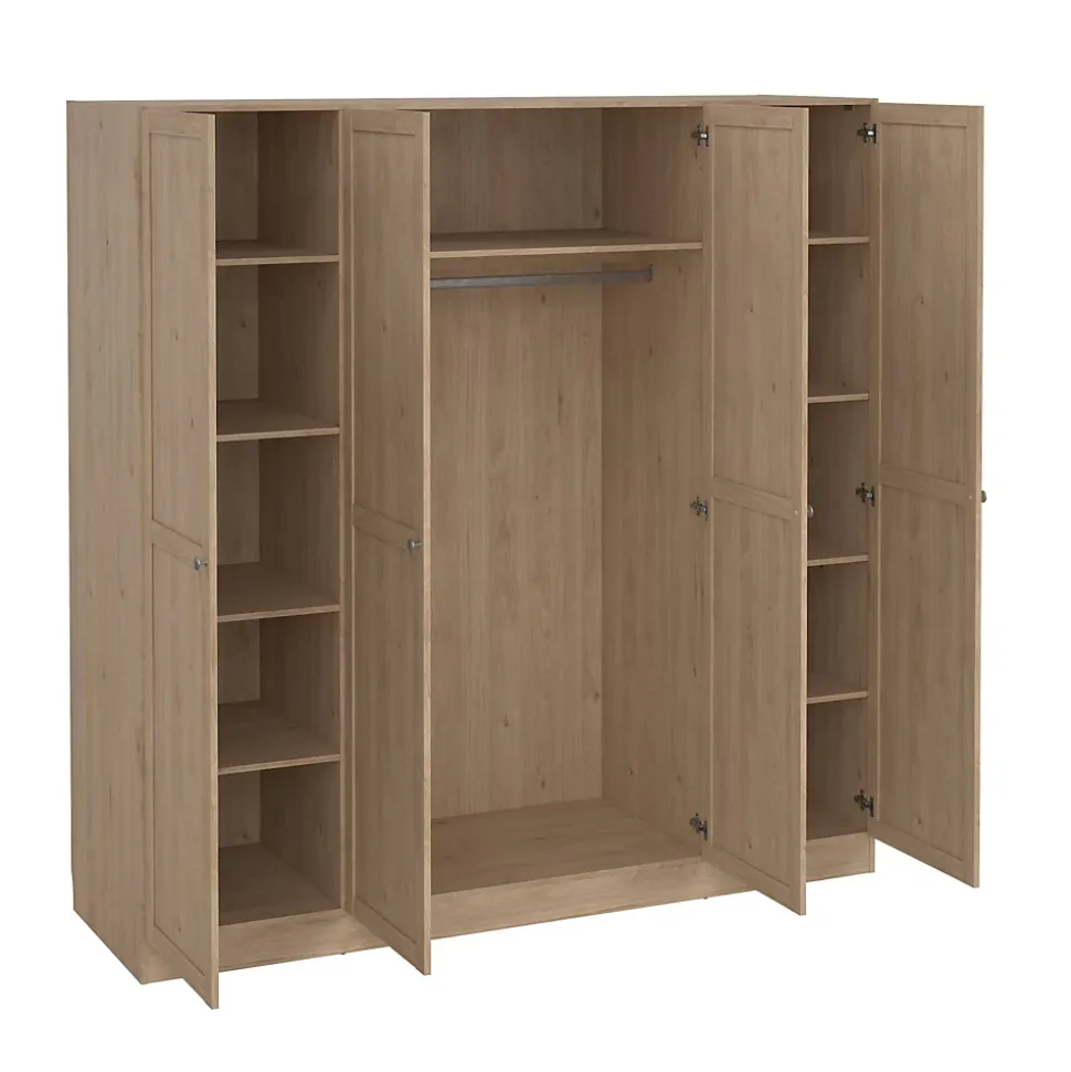Grande Garde-robe Presidenti, Meubles de chambre, Penderie de plain-pied, Placard à vêtements, 196x62 h200 cm, Chêne clair