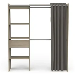 Grande Garde-robe Serpentina, Meubles de chambre, Penderie de plain-pied, Placard à vêtements, 167x50 h192 cm, Chêne et Blanc mat