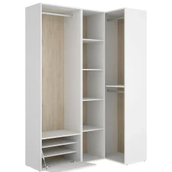 Grande Garde-robe Tobias, Meubles de chambre, Penderie de plain-pied, Placard à vêtements, 145x85 h205 cm, Blanc et Chêne clair