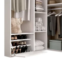 Grande Garde-robe Tobias, Meubles de chambre, Penderie de plain-pied, Placard à vêtements, 145x85 h205 cm, Blanc et Chêne clair