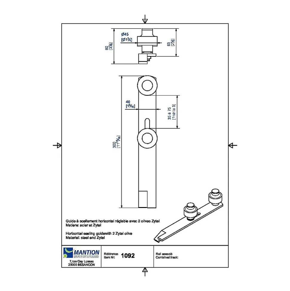 Guide à sceller horizontal - MANTION - 1092