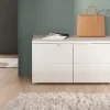 Hama - Banc (L/H/P : 80x43x37 cm) en imitation blanc et blanc brillant profond