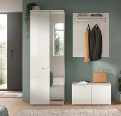 Hama - Combinaison de vestiaires (L/H/P : 163x193x37 cm) en imitation blanc et blanc brillant profond