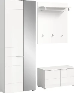 Hama - Combinaison de vestiaires (L/H/P : 163x193x37 cm) en imitation blanc et blanc brillant profond