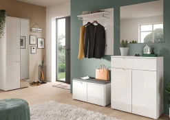 Hama - Combinaison de vestiaires (L/H/P : 175x193x37 cm) en imitation blanc et blanc brillant profond