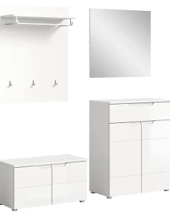 Hama - Combinaison de vestiaires (L/H/P : 175x193x37 cm) en imitation blanc et blanc brillant profond