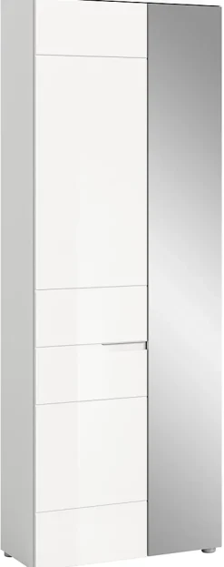 Hama - Vestiaire (L/H/P : 68x193x37 cm) en imitation blanc et blanc brillant embouti