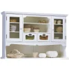 Haut de Vaisselier Blanc 9 Niches 2 Portes 2 Tiroirs Vitrés L 143 H 96 P 33 cm - L 143 x l 33 x H 96 cm