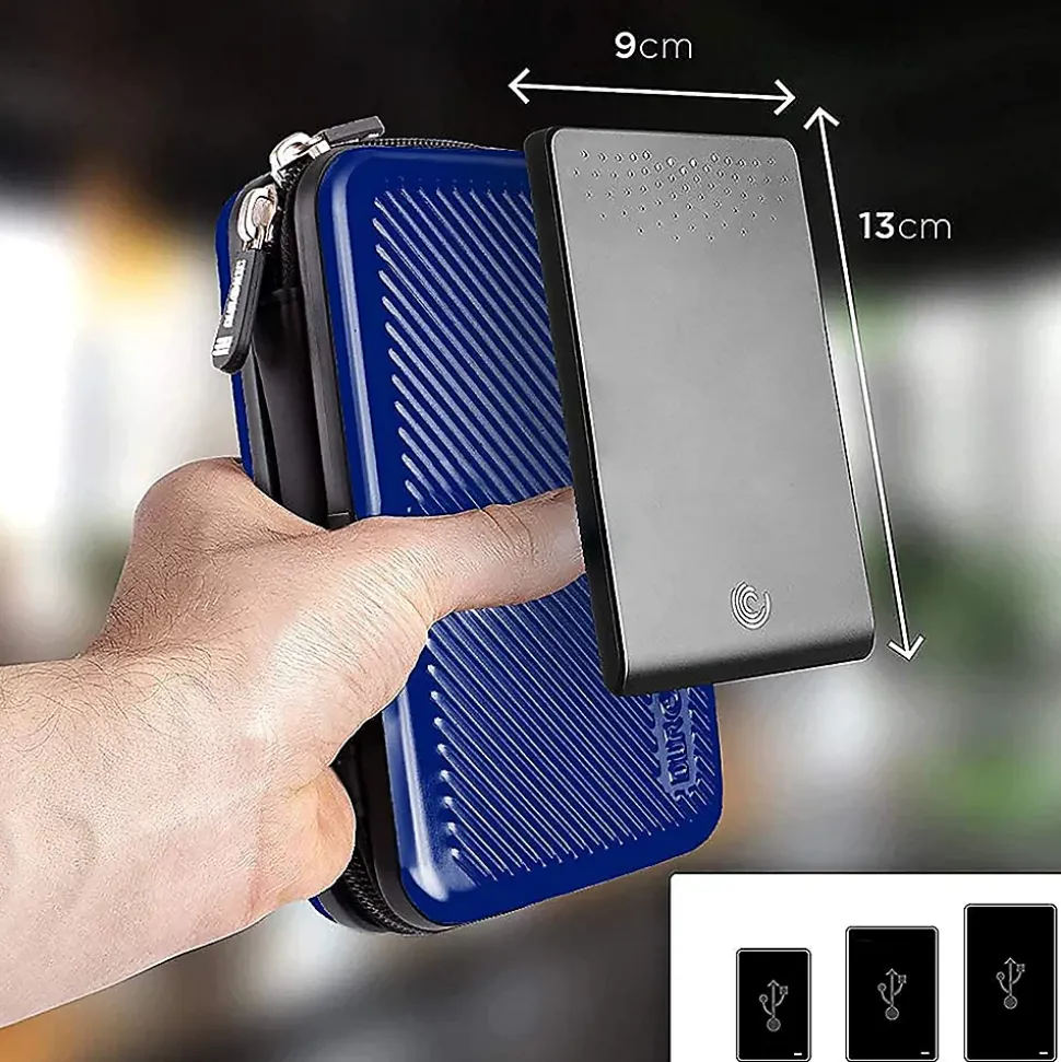 HDC3 BE Etui pour disque dur GPS liseuse batterie externe 11 x 16 cm Housse de protection antichoc rigide EVA Duronic