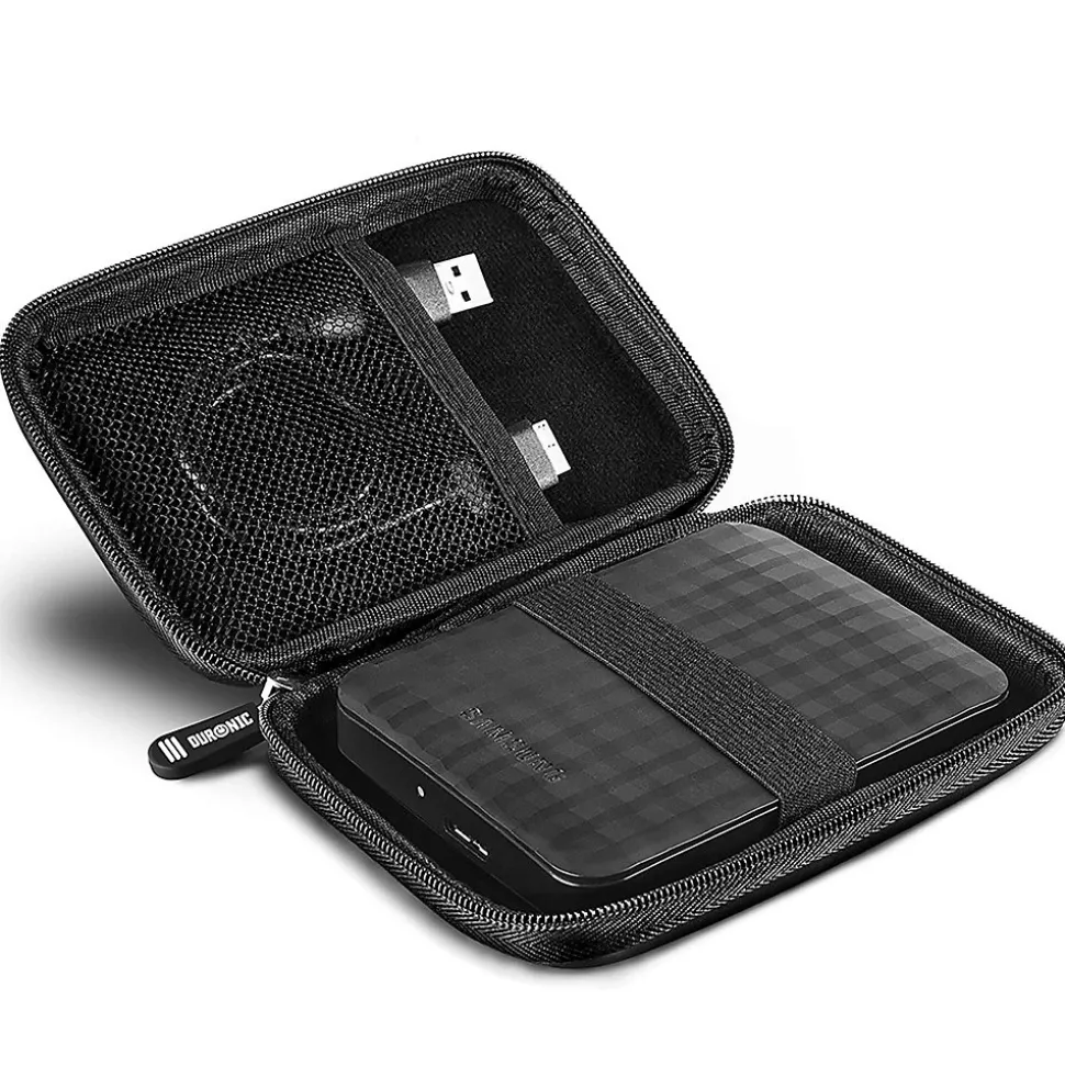 HDC2 BK Etui pour disque dur GPS liseuse batterie externe 11 x 15 cm Housse de protection antichoc semi rigide EVA Duronic