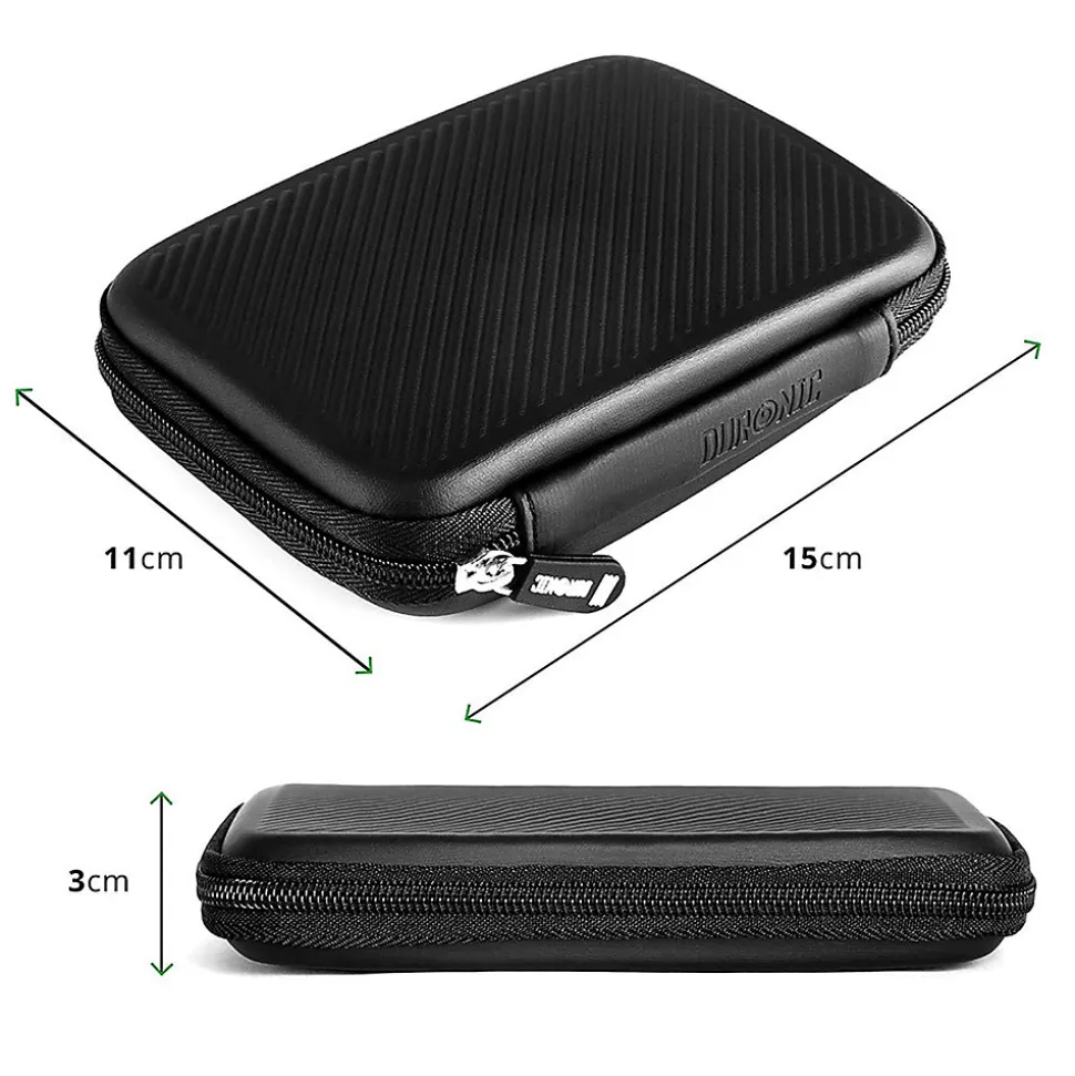 HDC2 BK Etui pour disque dur GPS liseuse batterie externe 11 x 15 cm Housse de protection antichoc semi rigide EVA Duronic