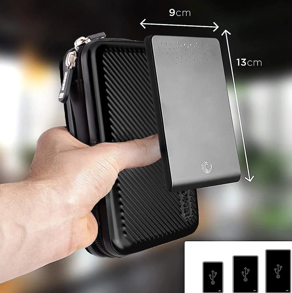 HDC3 BK Etui pour disque dur GPS liseuse batterie externe 11 x 16 cm Housse de protection antichoc rigide EVA Duronic