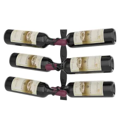 Helix Double support à bouteilles de vin noir mural standard 6 bouteilles