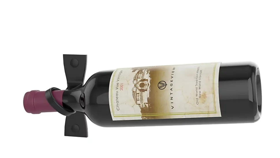 Helix Simple noir support à bouteille de vin mural pour 1 bouteille droite