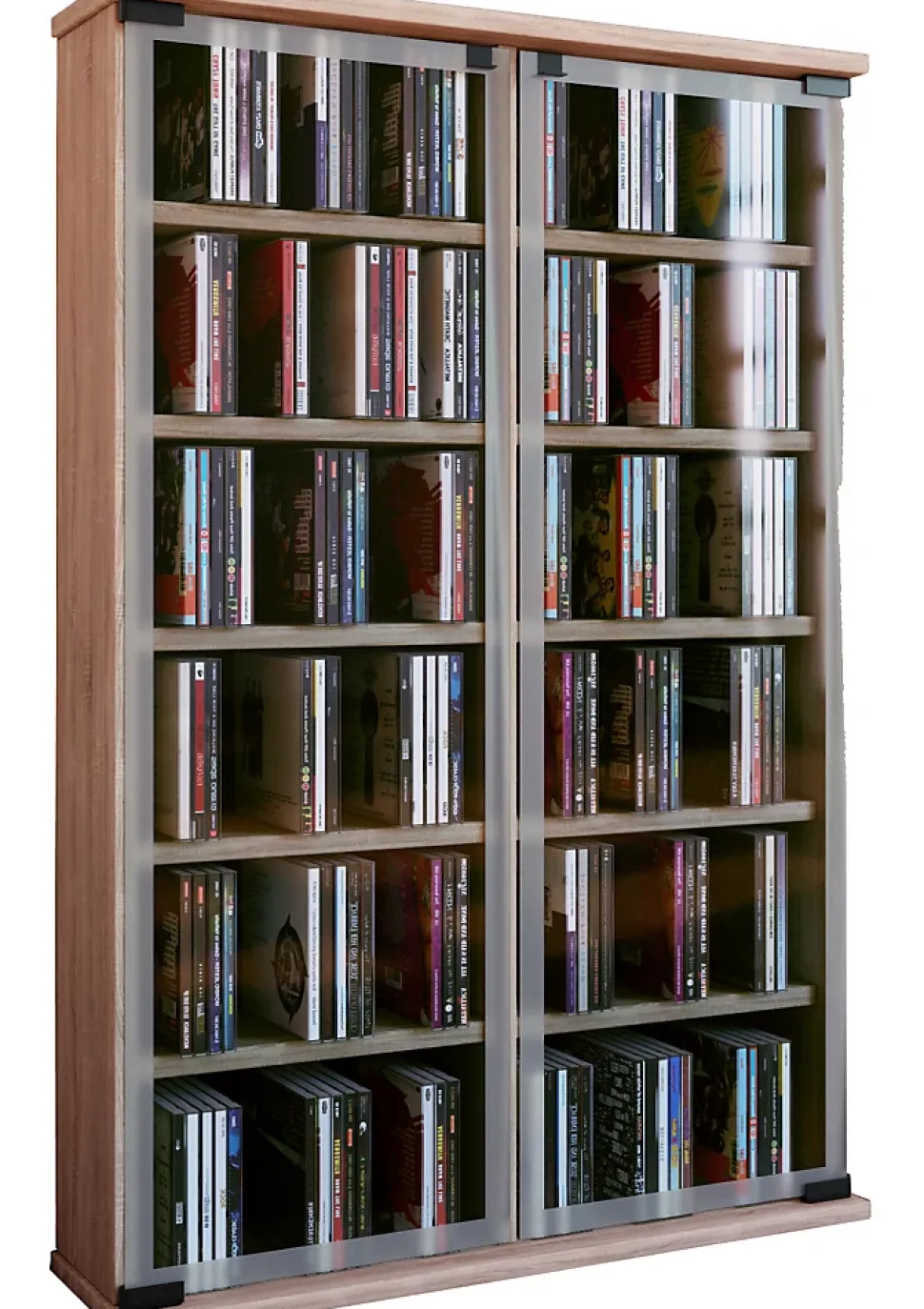 Holz CD DVD Stand Regal Galerie Glastür